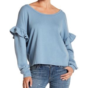 Lucky 🍀 Blue Ruffle Sleeve top